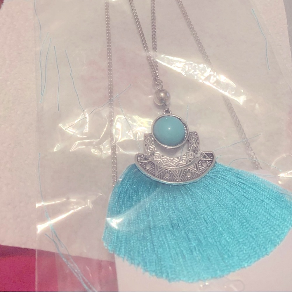 Fringe Statement Necklace in *Turquoise*NEW Metal Alloy Festive Colorful